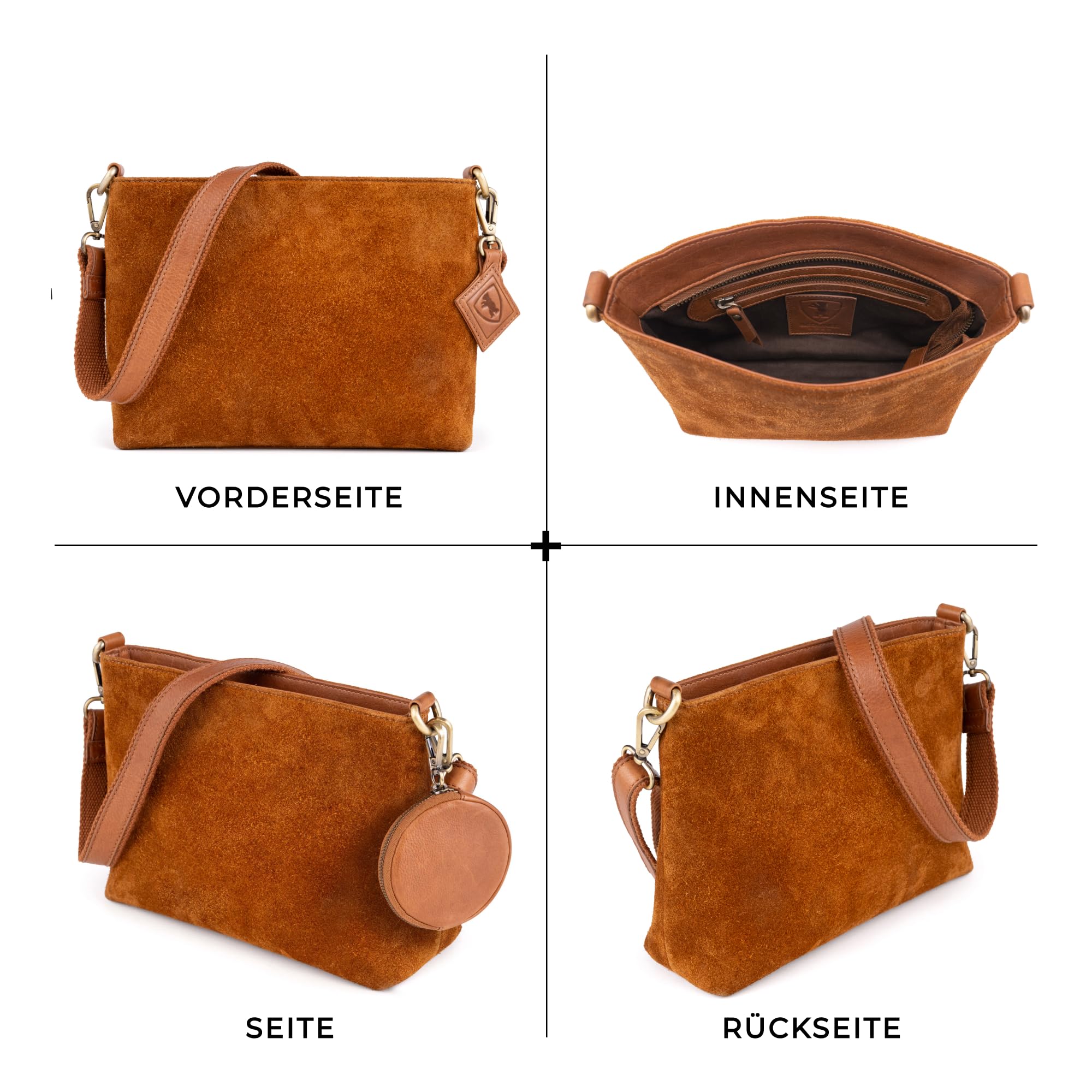 Berliner Bags Umhängetasche Mittelgroße Wildleder Marbella Vintage - Braun