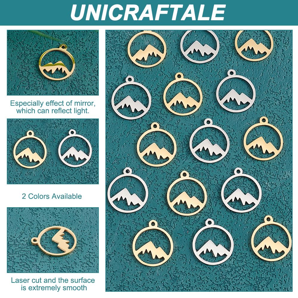 UNICRAFTALE 4 Pz Portachiavi Montagna 2 Colori In Acciaio Inox Portachiavi Diviso Rotondo Cavo Montagna Portachiavi Viaggio Gioielli Wanderlust Avventura Regalo E Borsa Zaino Ornamento - 13