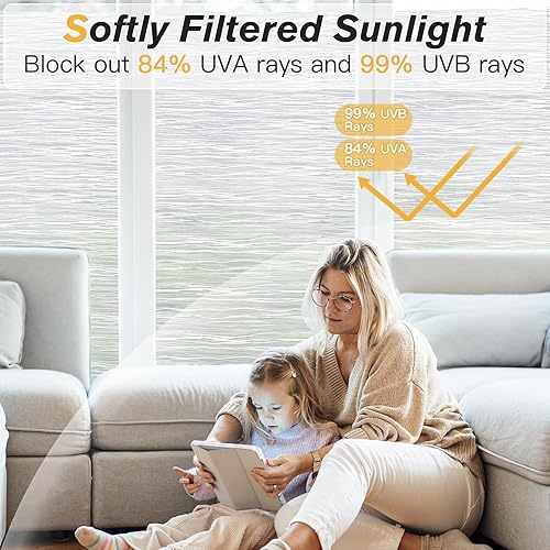 Miniatura 6 de Haton Película de privacidad para ventana, película de vidrio esmerilado, no adhesiva, extraíble, se adhiere a la estática, calcomanías de ventana