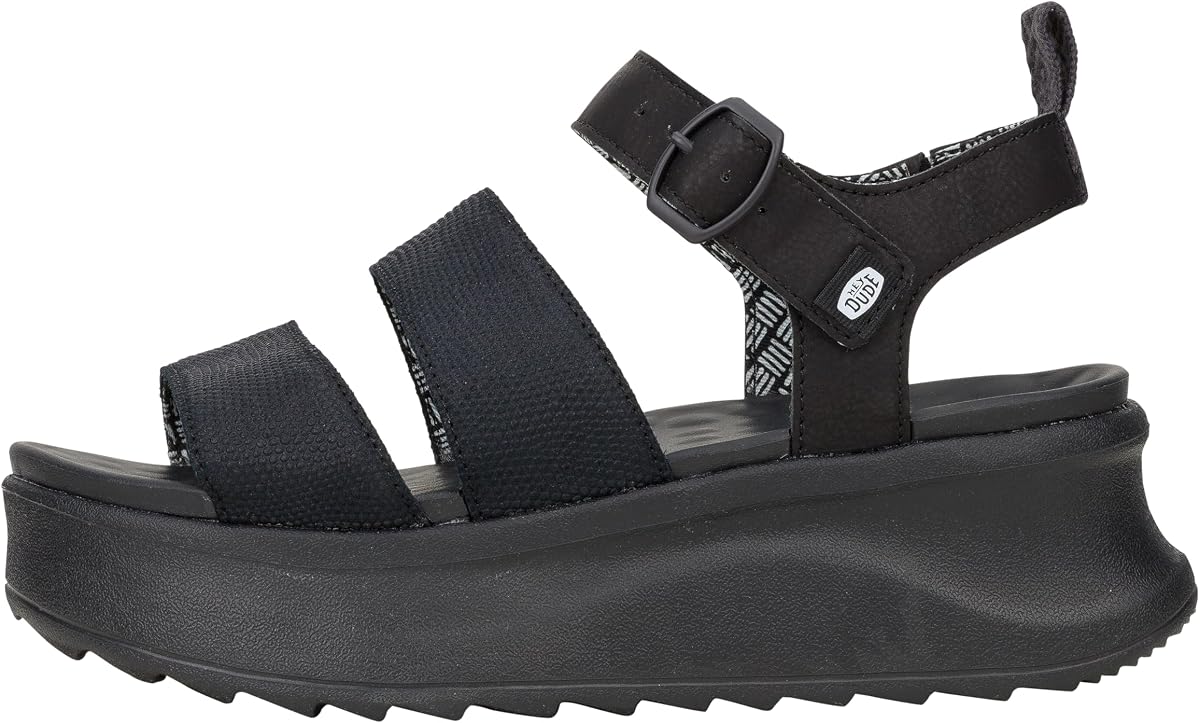 HEYDUDE Women's Delray Buckle Classic Platform Sandal | Adjustable Buckle | Synthetic Upper, Soft Textile Lining, Responsive Stretch Panel, Heel Pull Tab, Contoured EVA Footbed, Impact Absorbing Foam