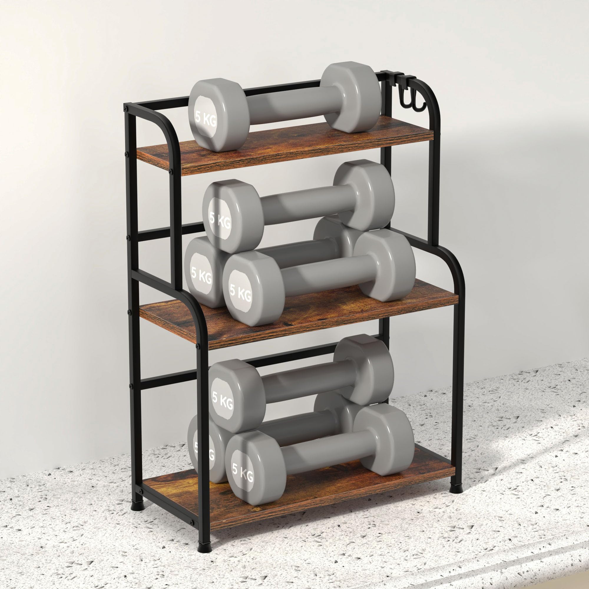 Porta Spezie per Cucina Salva spazio & Ripiano Salvaspazio Cucina | 53x40x18cm, in Metallo & Legno | – Portaspezie da Appoggio per Casa e Ufficio(SW-3-strati)