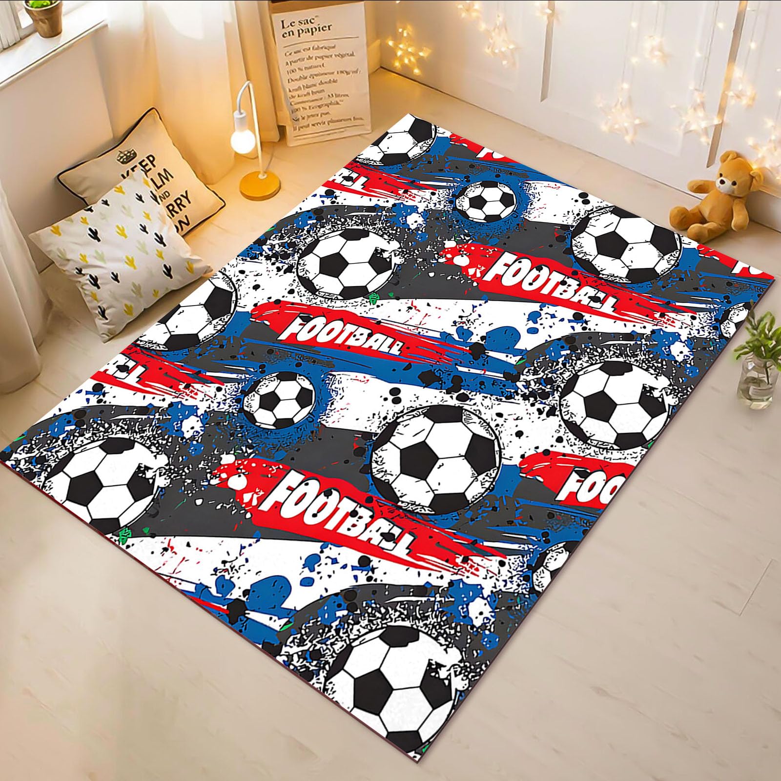 Tapis de football pour chambre d'enfant et espace de jeu ludique