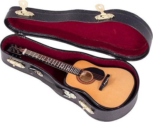 Miniatura 2 de Broadway Gifts Co. Guitarra clásica de cuerda de acero con funda protectora de púa y figura de soporte de 7 pulgadas