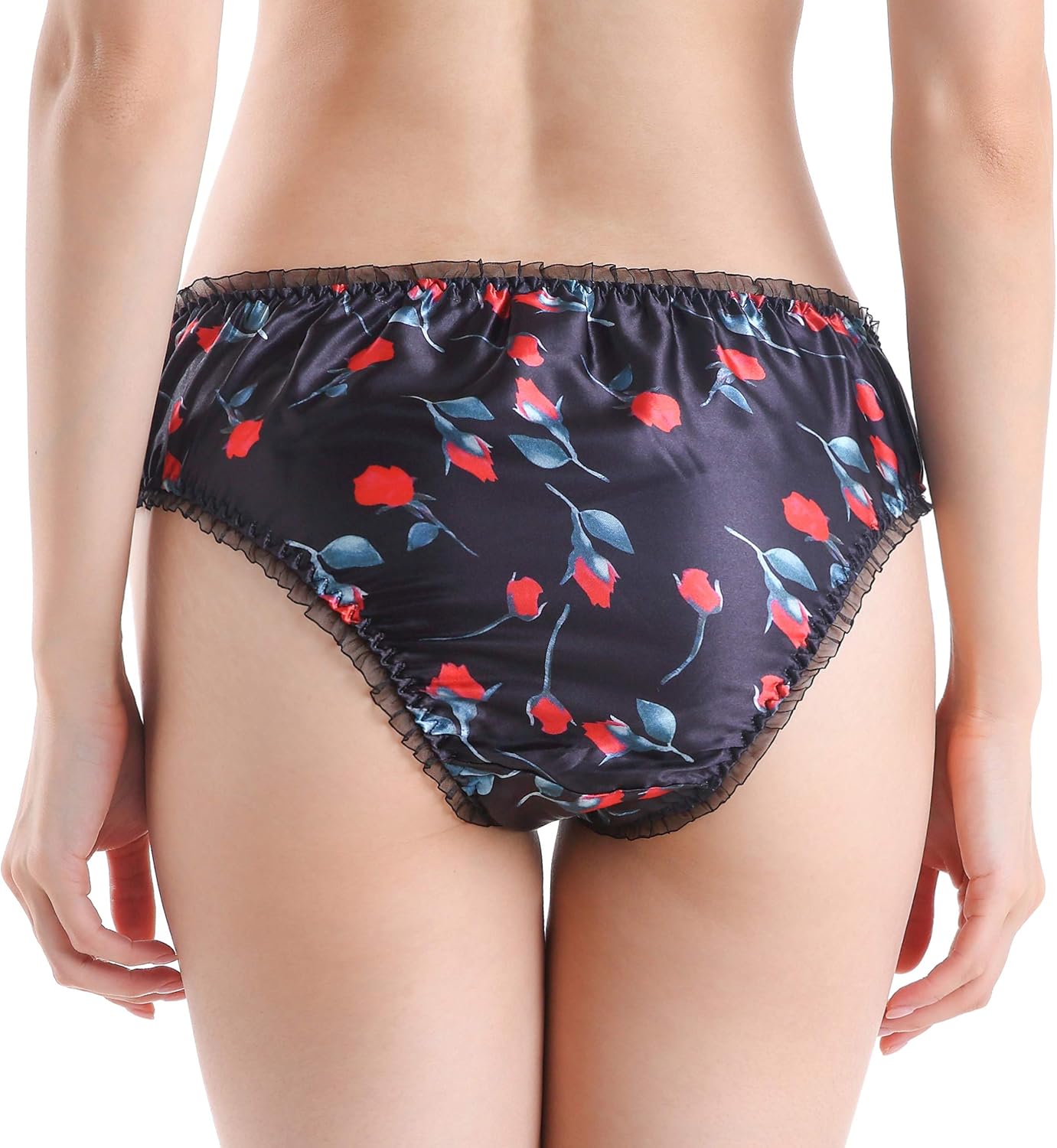 Satini Women's Floral Satin Lingerie Bikini Briefs Panties Knickers - Image 4