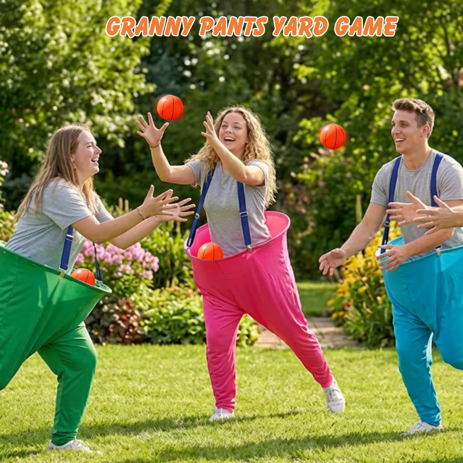 2-teiliges Oma-Hof-Spiel-Set für Erwachsene – mit 10 verdickten verbesserten Hüpfbällen, 2 Gurten und 1 Spielanleitung (evtl. nicht in deutscher Sprache), lustige Outdoor-Party-Spiele für