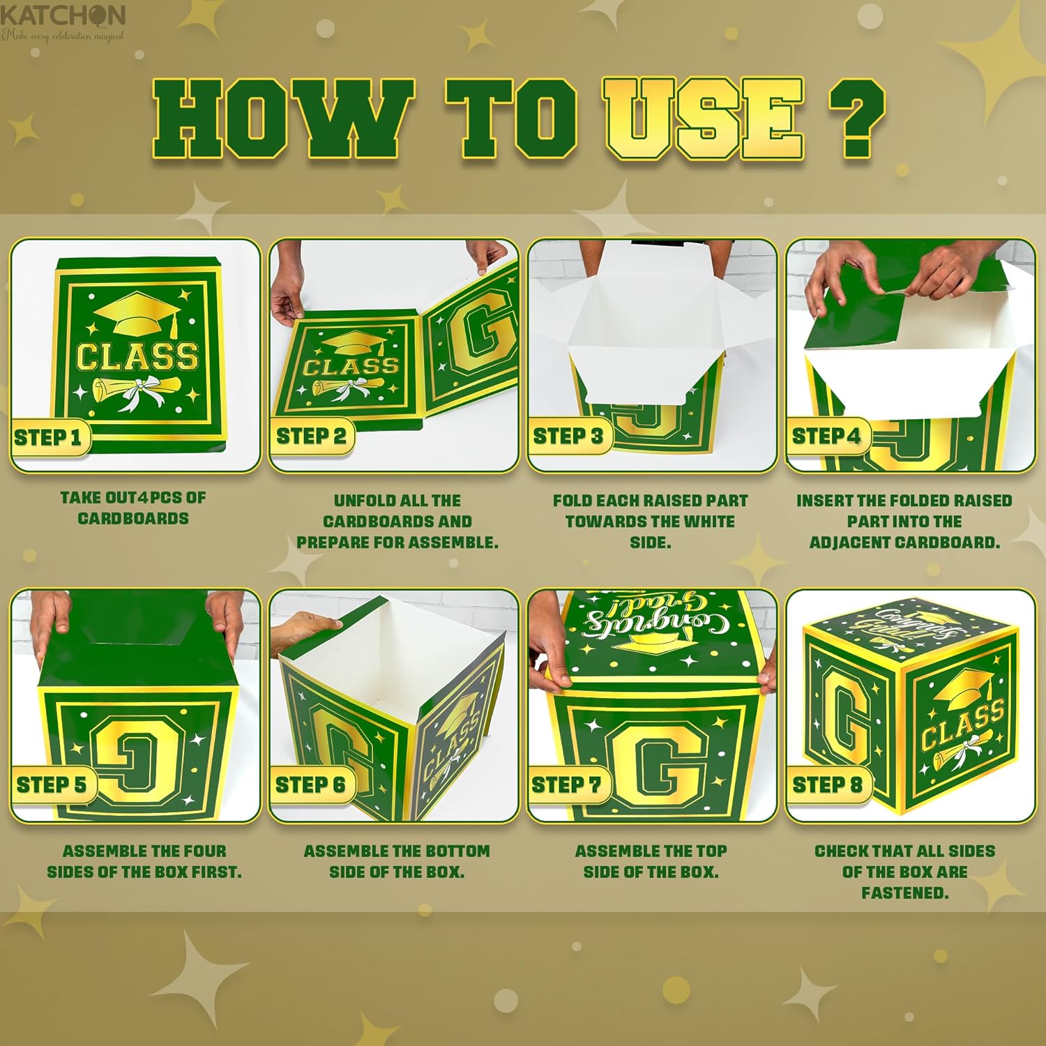 KatchOn, Green and Gold Graduation Balloon Box - 4 Boxes | Green and Gold Grad Decoration Box | Graduation Party Decorations | Grad Party Decorations 2025, Graduation Decorations 2025 | Class of 2025