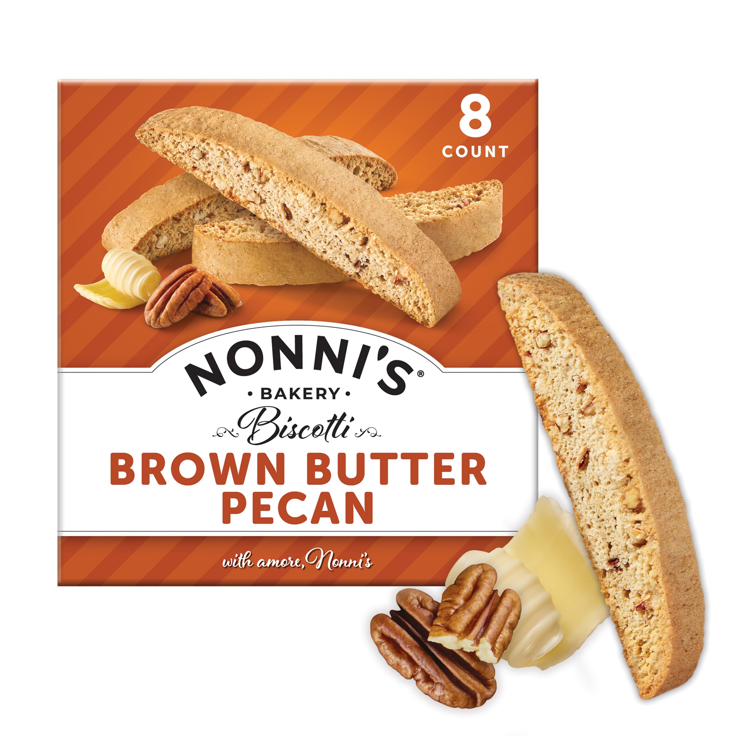 Nonni's Brown Butter Pecan Biscotti Cookies, Individually Wrapped, 8ct