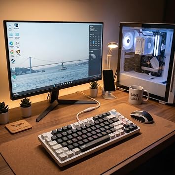 75% RGB Mekanik Gaming Klavye, Double Shot Dayanıklı Tuş Takımı, 26 Tuş Anti-Ghosting, Ekstra Tuş Takımı, N-Key Rollover, Örgü Kablo, Beyaz - Siyah Kırmızı Switch Oyuncu Klavyesi KB-08