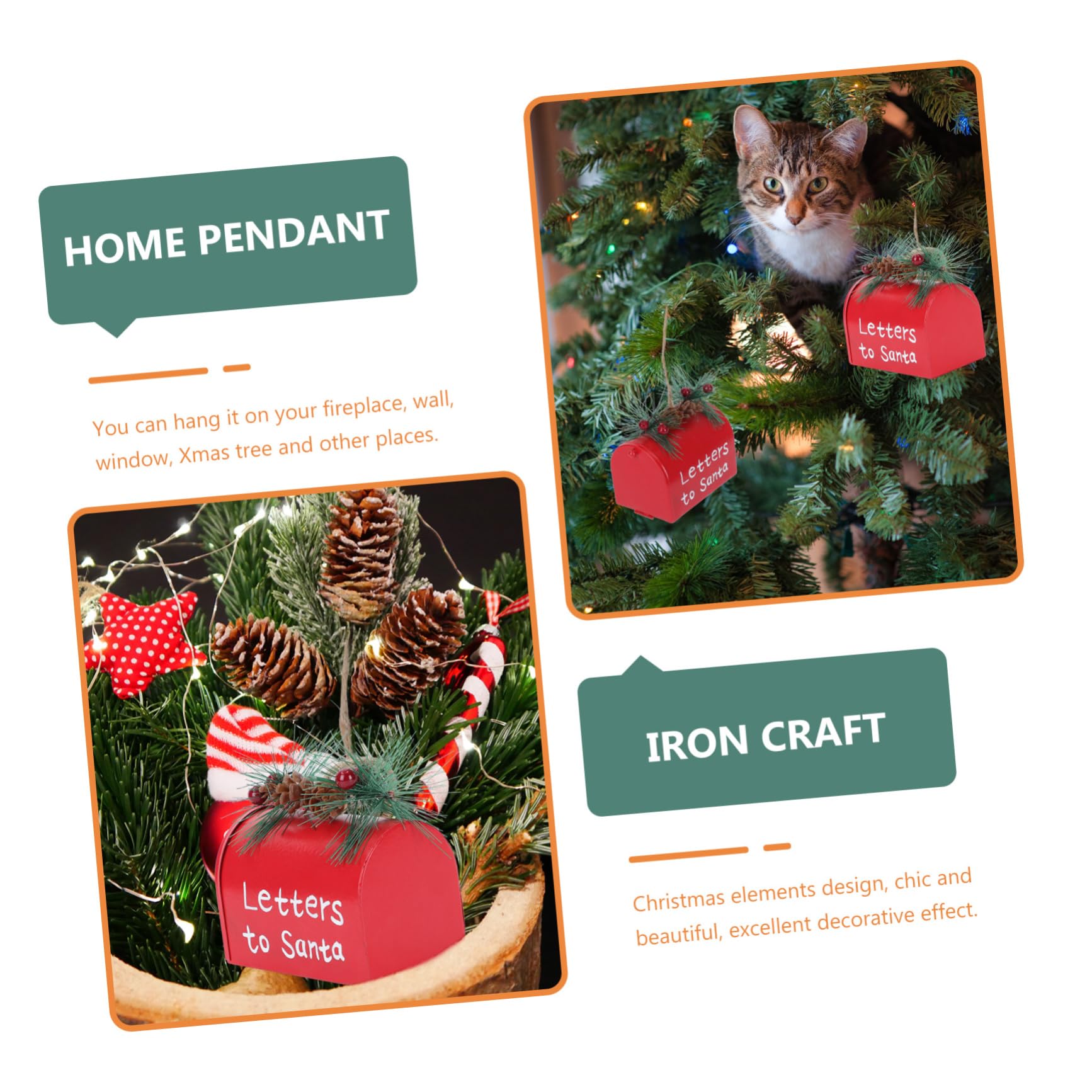 PRETYZOOM 6 STK Weihnachtsbaum-Anhänger Weihnachtskugeln Baumbehang schmücken Christbaum anhänger Weihnachtsbaum Briefkasten Hintergrund- einzigartiger Wohn Plastik