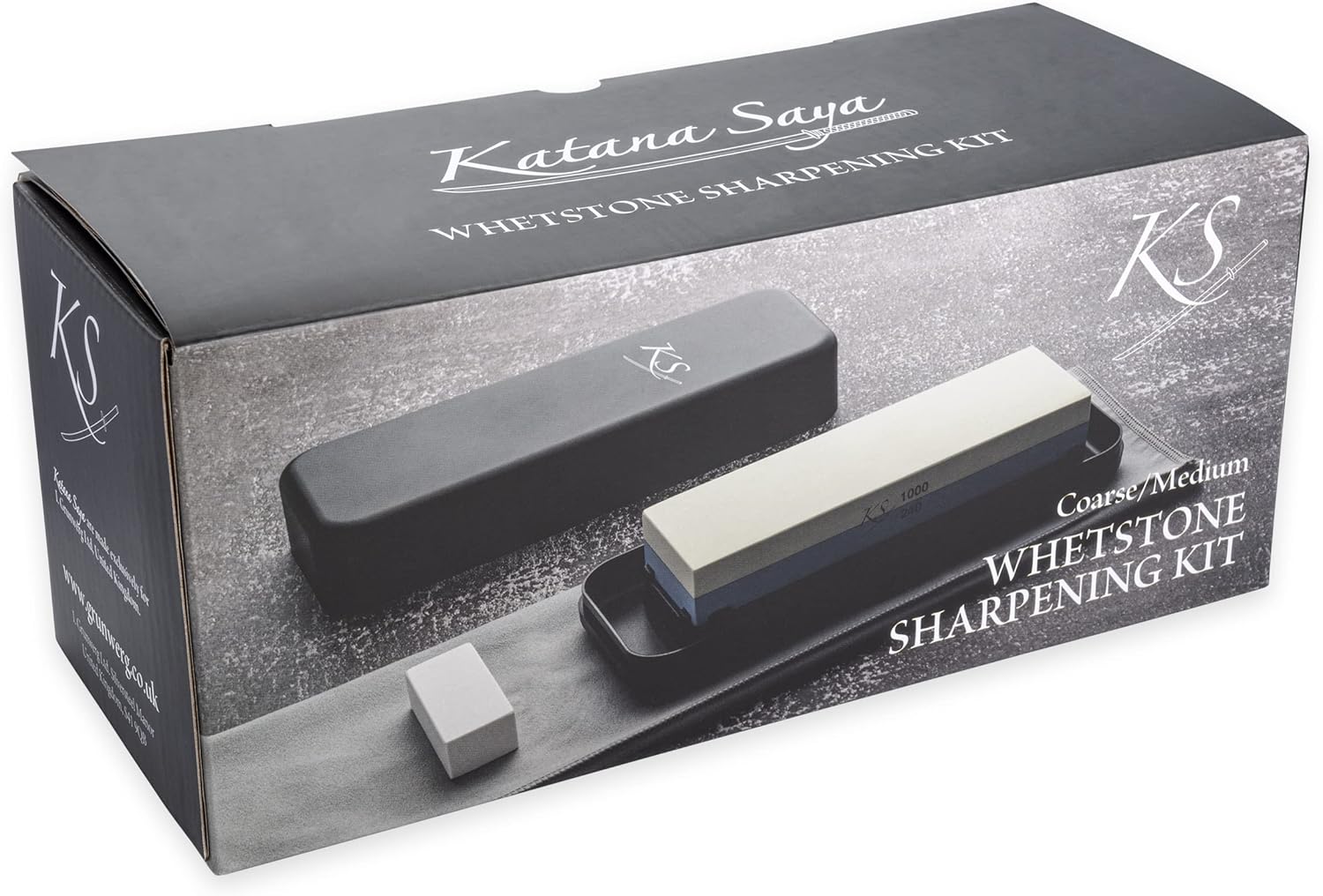 Knife Sharpener Kit, Whetstone Set Coarse/Medium (240/1000 Grit) with Non-Slip Base, Leveller and Cloth