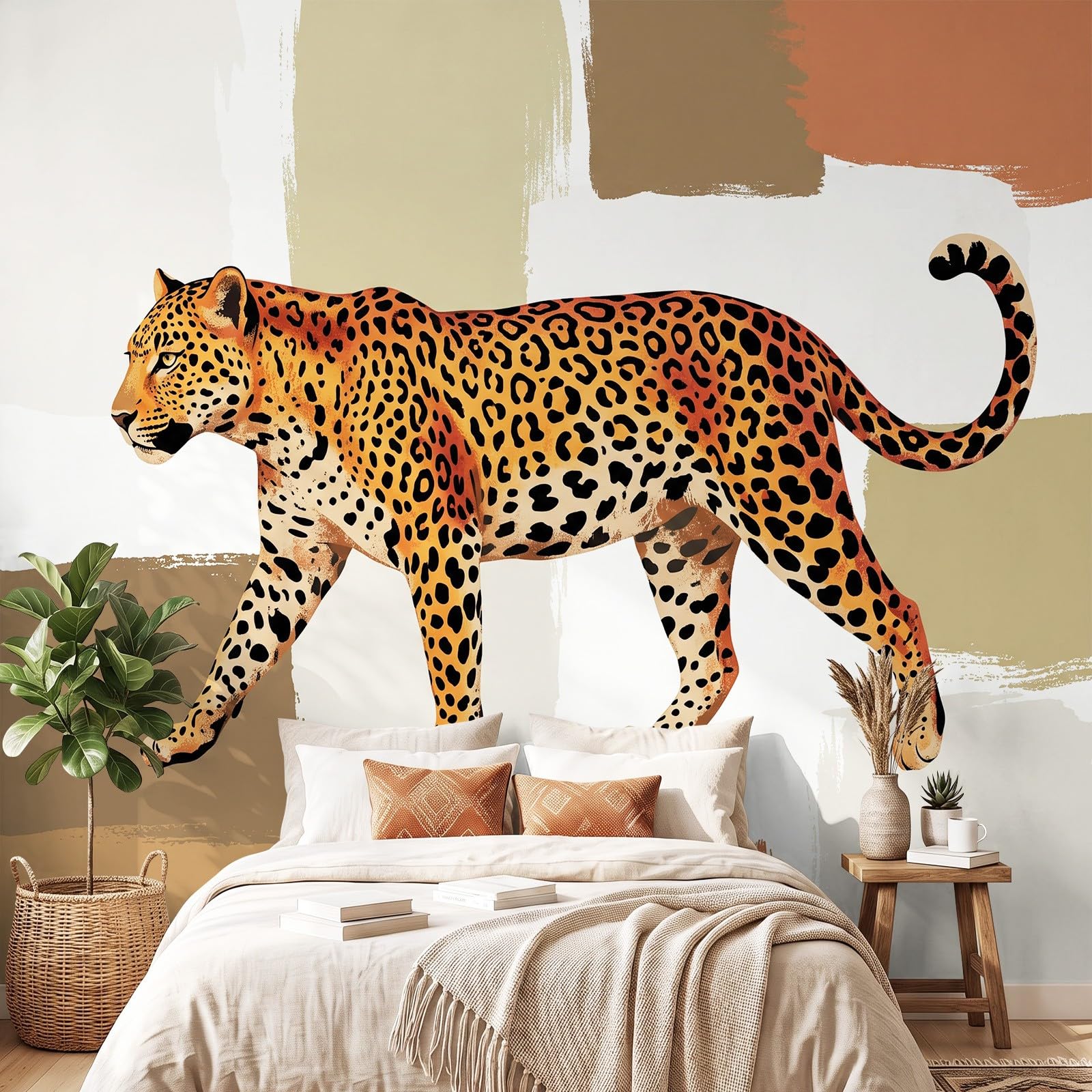 Tapete Vliestapete Modern Tiere 350 x 256 cm(B x H), Fototapete Leopard