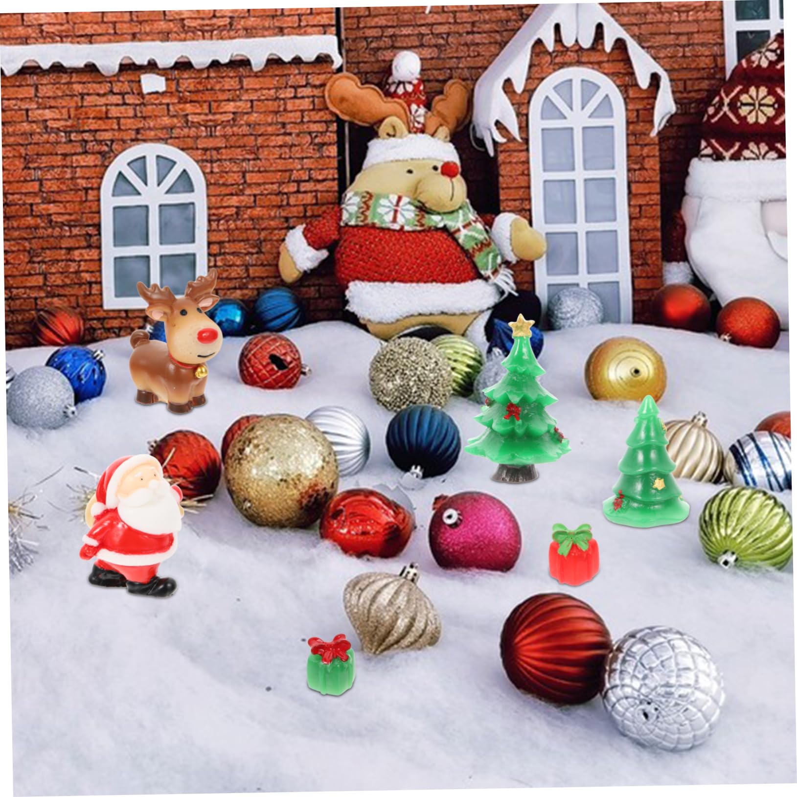 27pezzi Mini Decorazioni Natalizie in Resina Ornamenti Natalizi Forma Di Cartone Animato Micro Paesaggi Natalizi Pinzette Adatte Per Artigianato Natalizio Fai Da Te