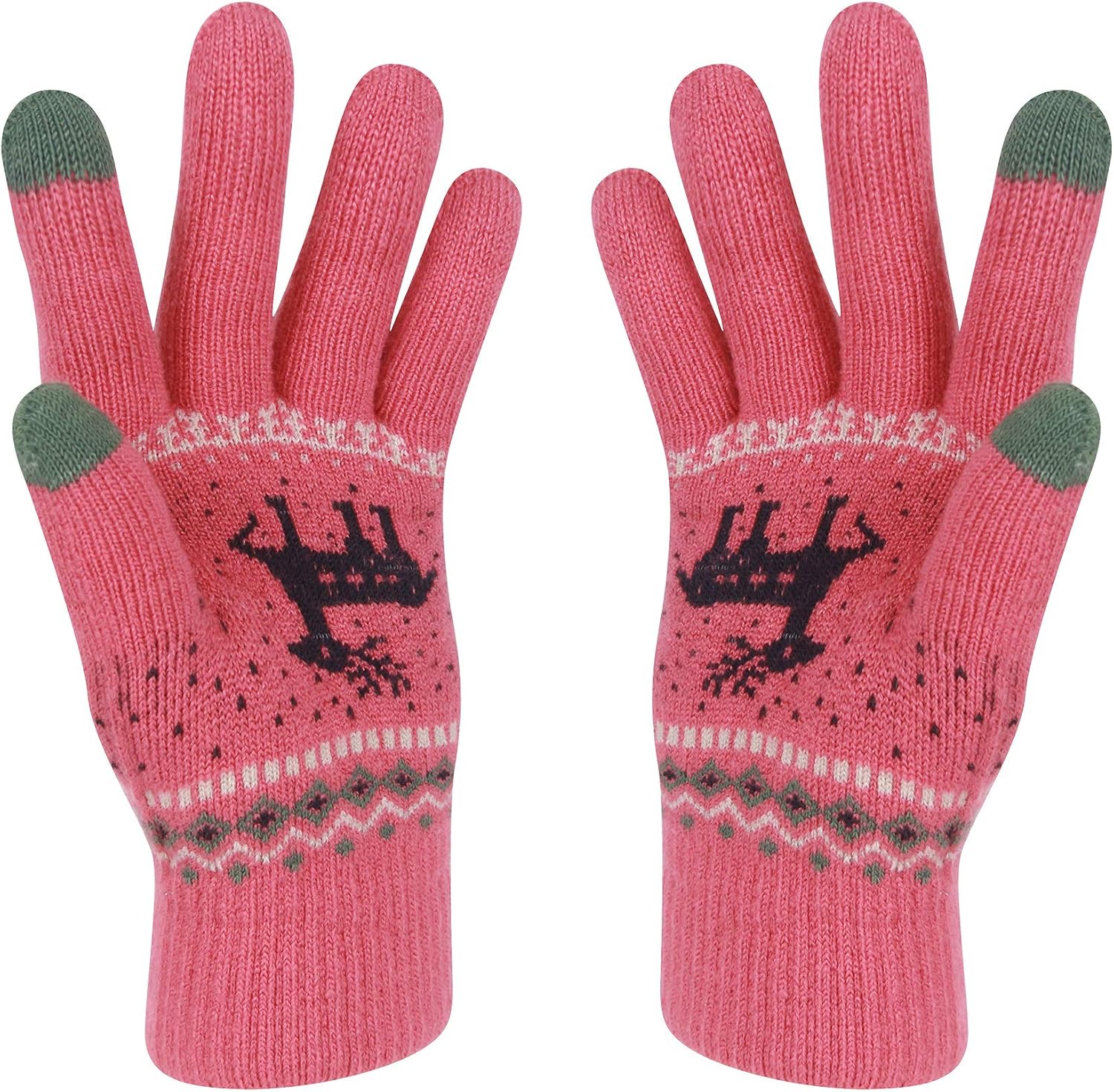 Winter Touch Screen Gloves Snow Flower Printing Keep Warm for Women and Men