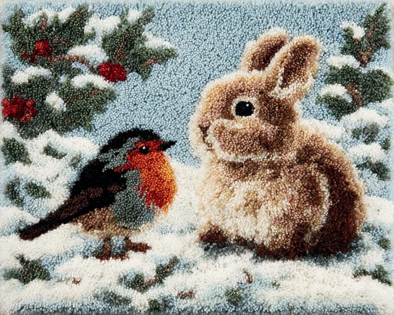Henypt DIY Latch Hook Rug Kit Rabbit in the Snow 80x160cm