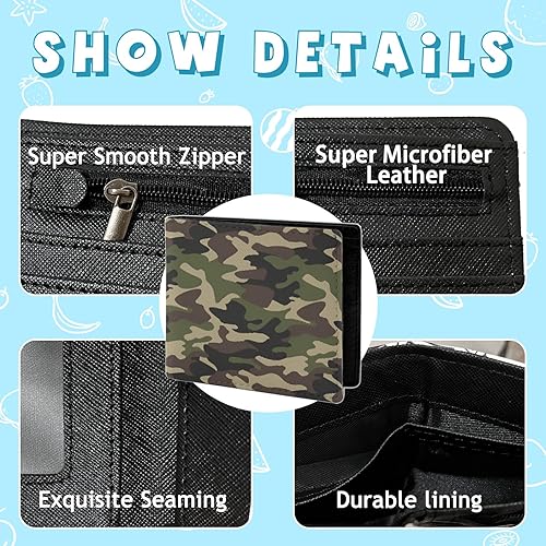 Miniatura 7 de Bonita cartera de cuero con doble pliegue, billetera cero, adecuada para hombres y mujeres, Cartera de marihuana