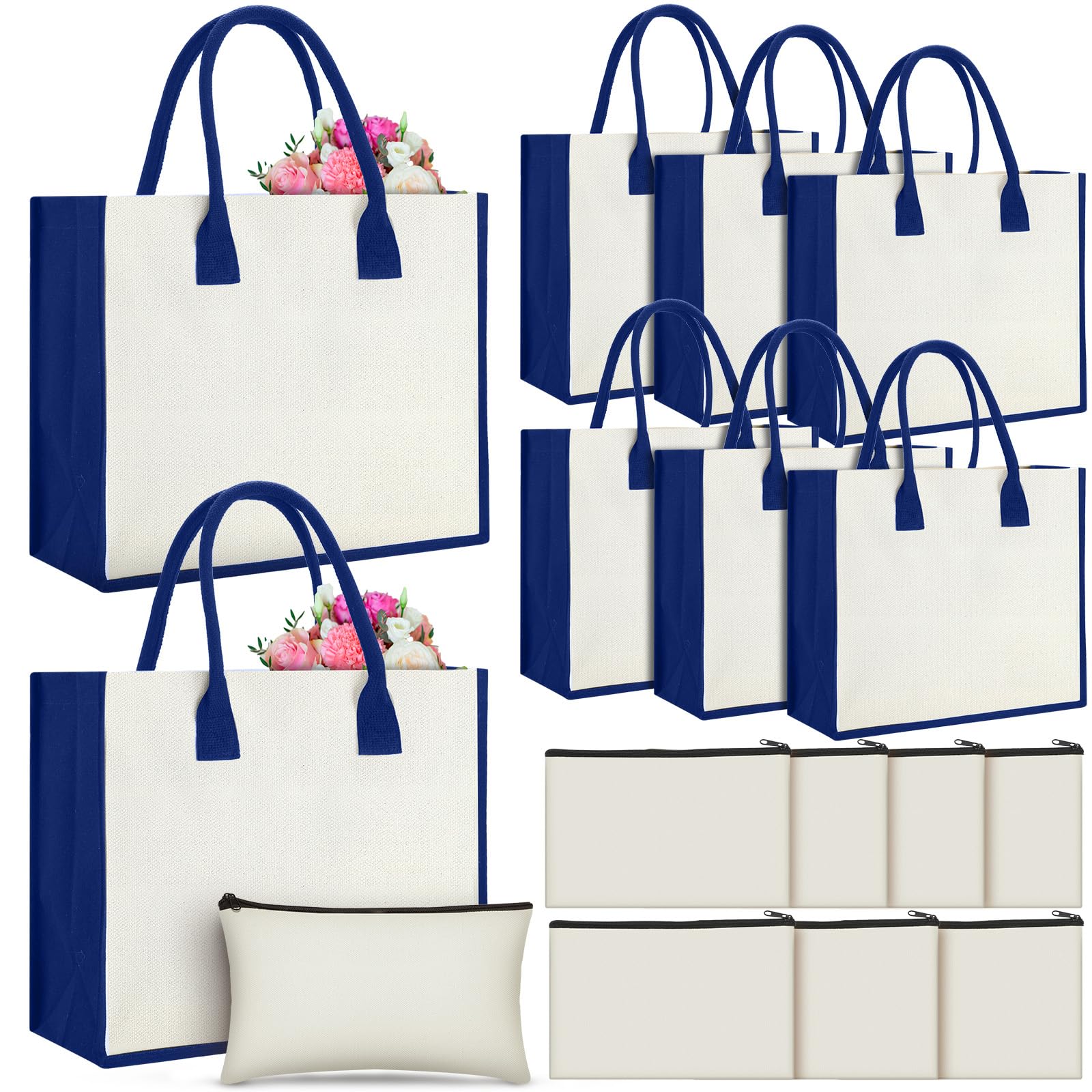 Reginary 16 Pcs Large Sublimation Tote Bags Bulk Makeup Bag Canvas Beach Tote Blank Reusable Grocery for DIY Craft Wedding