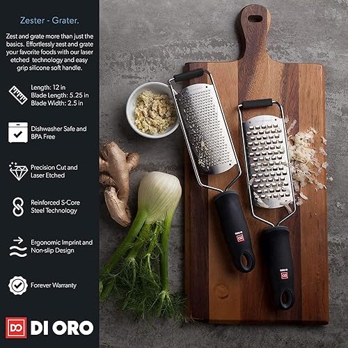 Miniatura 2 de DI ORO - Juego de utensilios de cocina de 6 piezas, resistente al calor, 3 espátulas de silicona y cucharón, rallador fino y rallador de queso, apto