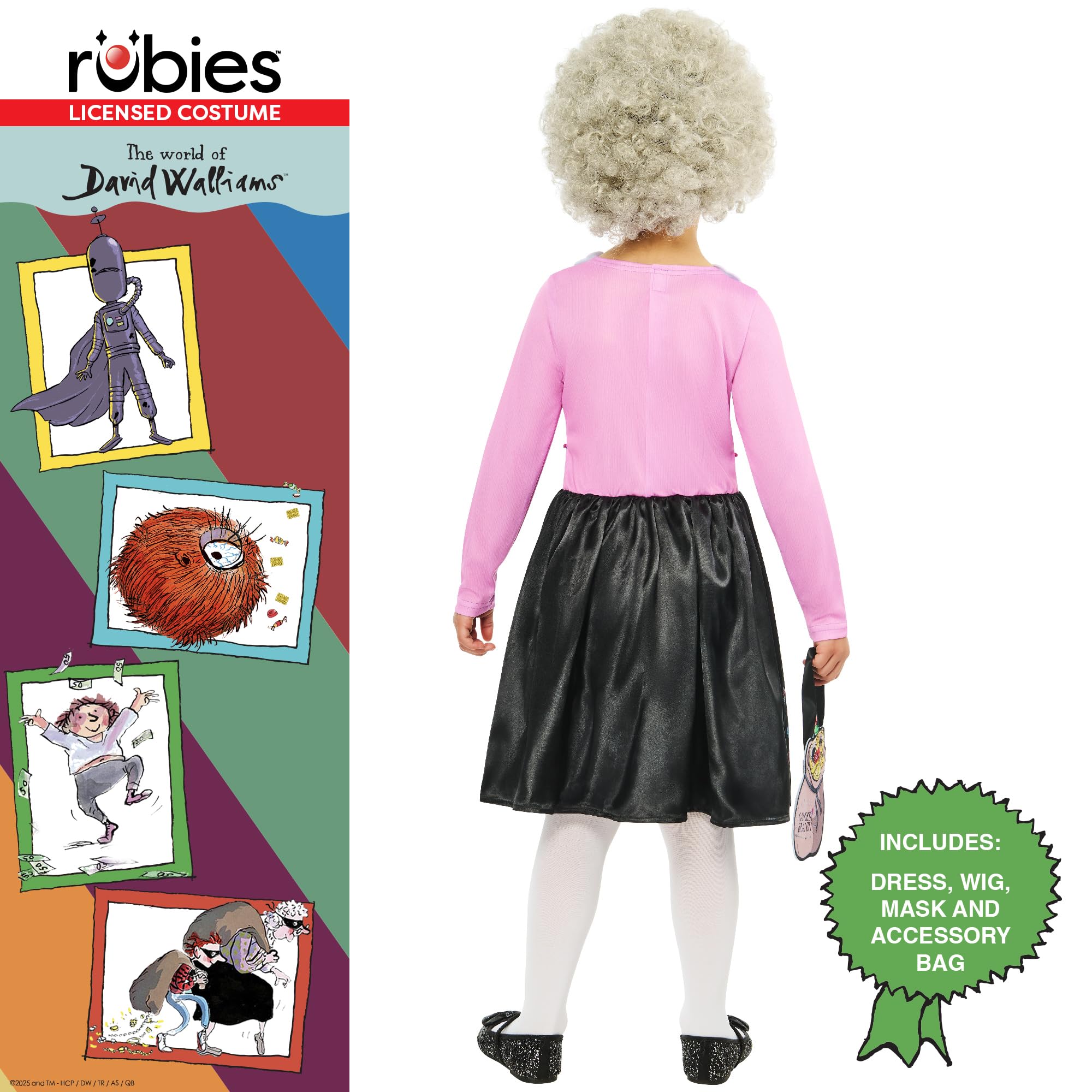 Rubies Official David Walliams Gangsta Granny Costume, Kids Fancy Dress, Size 7-8 Years Halloween, Multi - Image 2