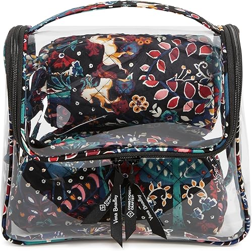 Vera Bradley Juego de bolsas organizadoras de maquillaje cosmético de 3 piezas para mujer, Enchantment