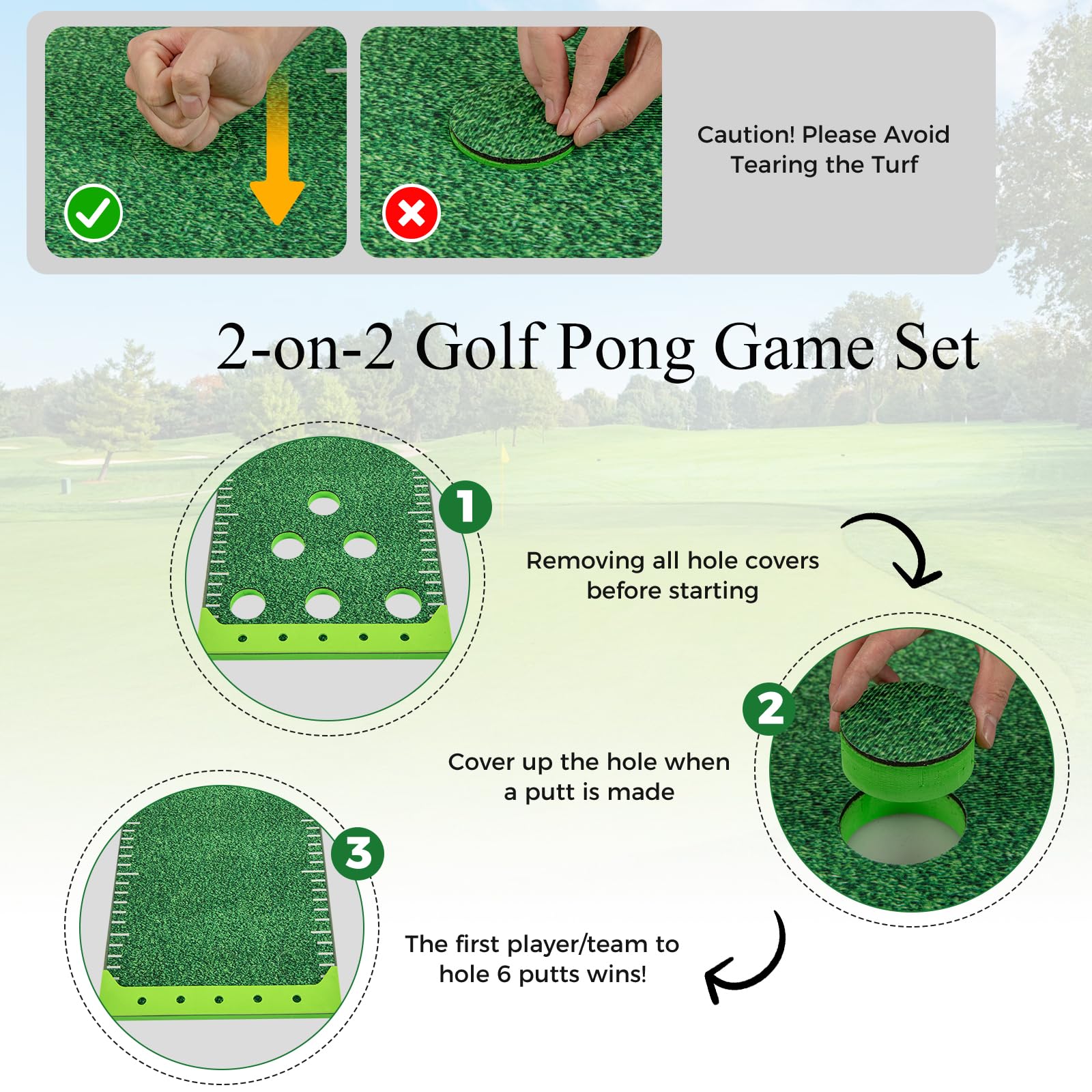 LIFEZEAL Tappetino da Golf Pieghevole, Tappetino per Colpire con 12 Buche, Alllenamento per Golf, Hitting Mat, con 2 Mazze da Golf Telescopiche, 6 Palline, Borsa, Professionisti e Appassionati