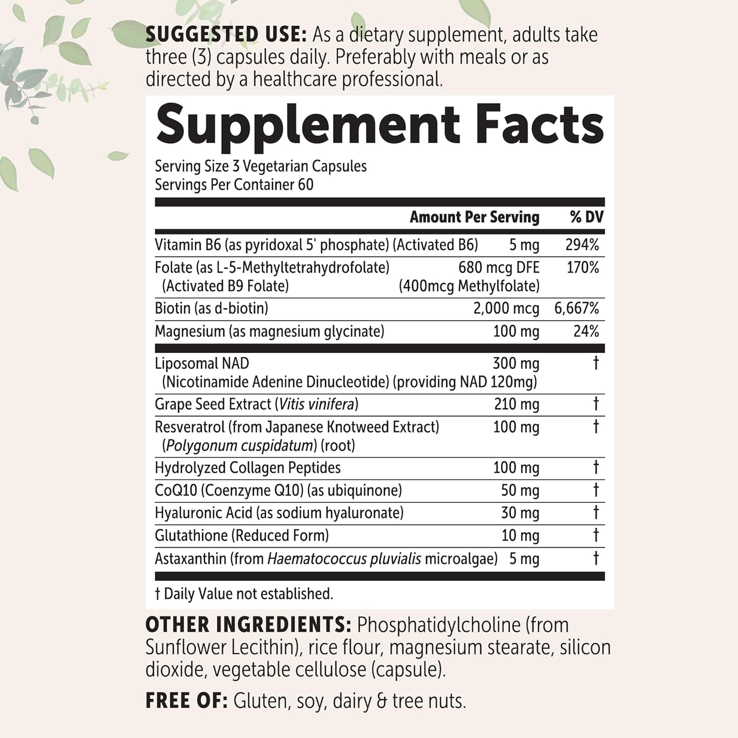 Liposomal NAD+ for Women Complex, 180 Veggie Capsules | 12-in-1 Advanced NAD Formula with Resveratrol, Hyaluronic Acid, Glutathione, & Collagen | NMN Pathway Supplement - Image 2