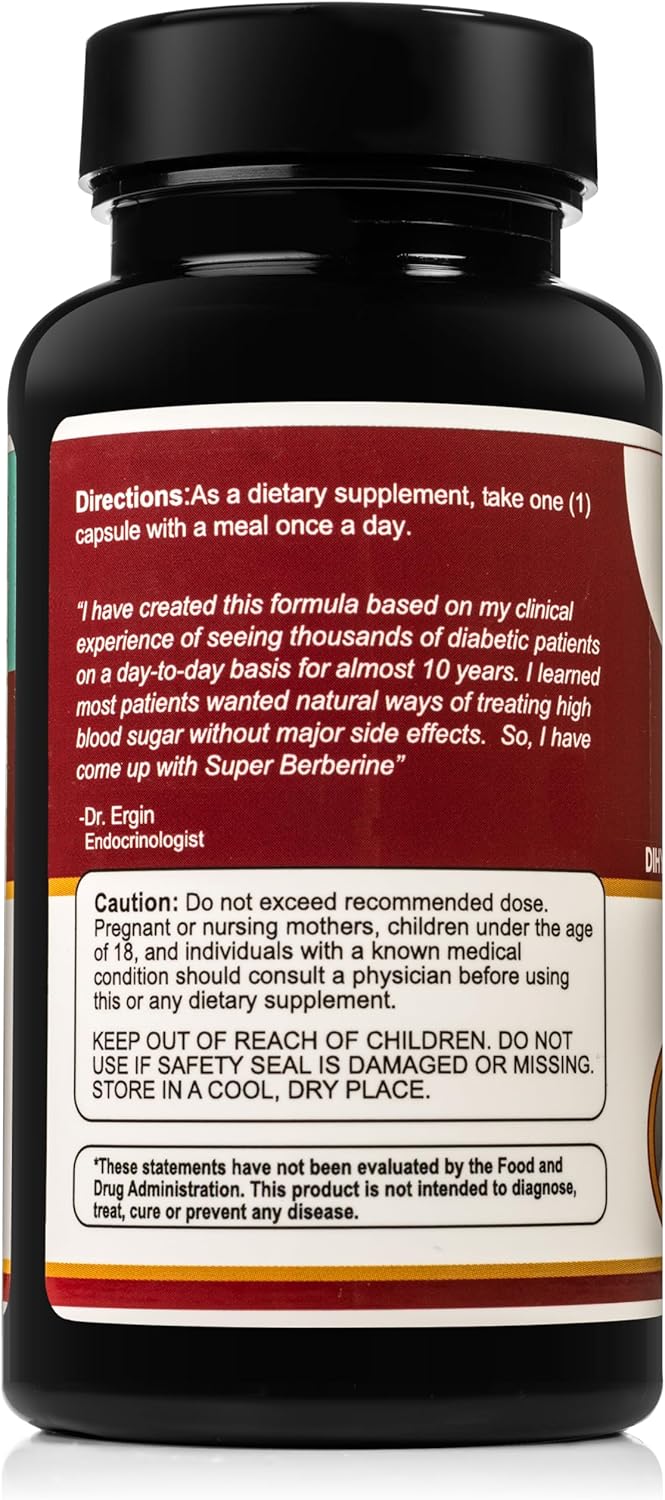 SugarMD Super Berberine Supplement – 250mg GlucoVantage Dihydroberberine with Ceylon Cinnamon - 5X More Absorbable Than Regular Berberine – 30 Capsules (30 Day Supply)