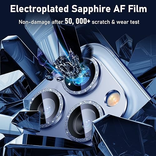 Miniatura 4 de UniqueMe Protector de lente de cámara para iPhone 13 ProiPhone 13 Pro Max, cubierta de pantalla trasera de vidrio templado con anillo de metal -