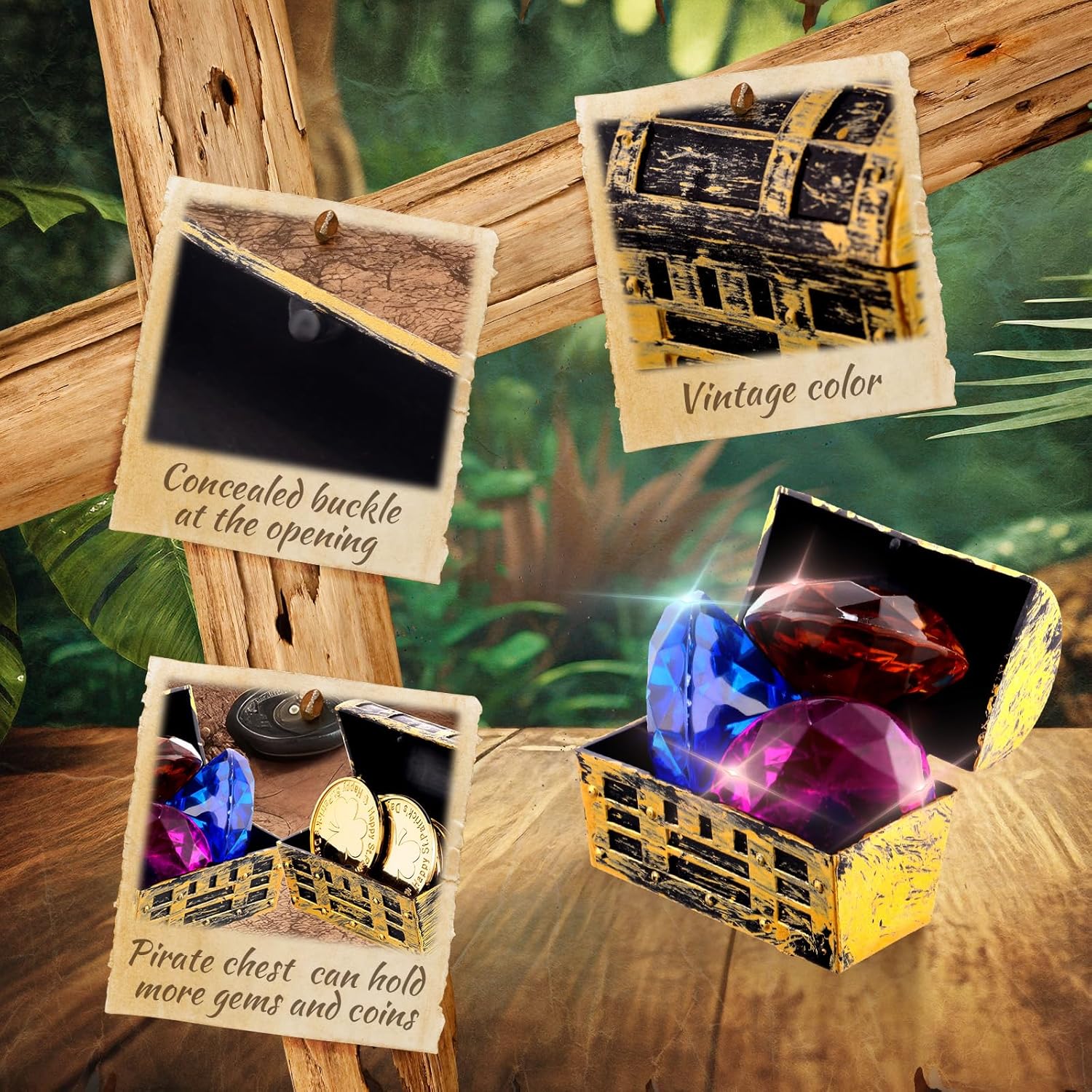 Thyle 100 Pcs Halloween Mini Plastic Pirate Treasure Chests with a Gold Finish Vintage Pirate Jewelry Box for Adults Birthday Halloween Party Favors Supplies(2.3 Inches)