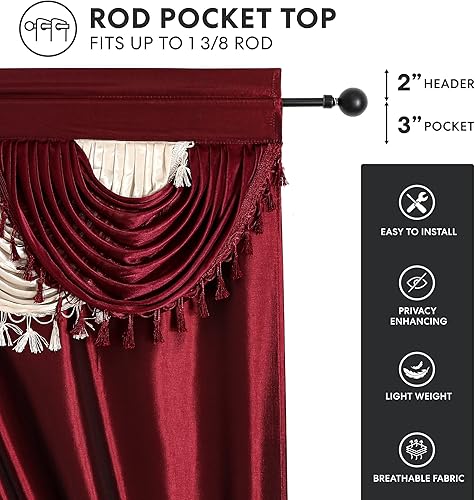 Miniatura 3 de Regal Home Collections Amore juego de ventanas de 54 pulgadas por 84 pulgadas con cenefa adjunta Azul, Ladrillo, Marrón, Burgundy, Cascade Cream,