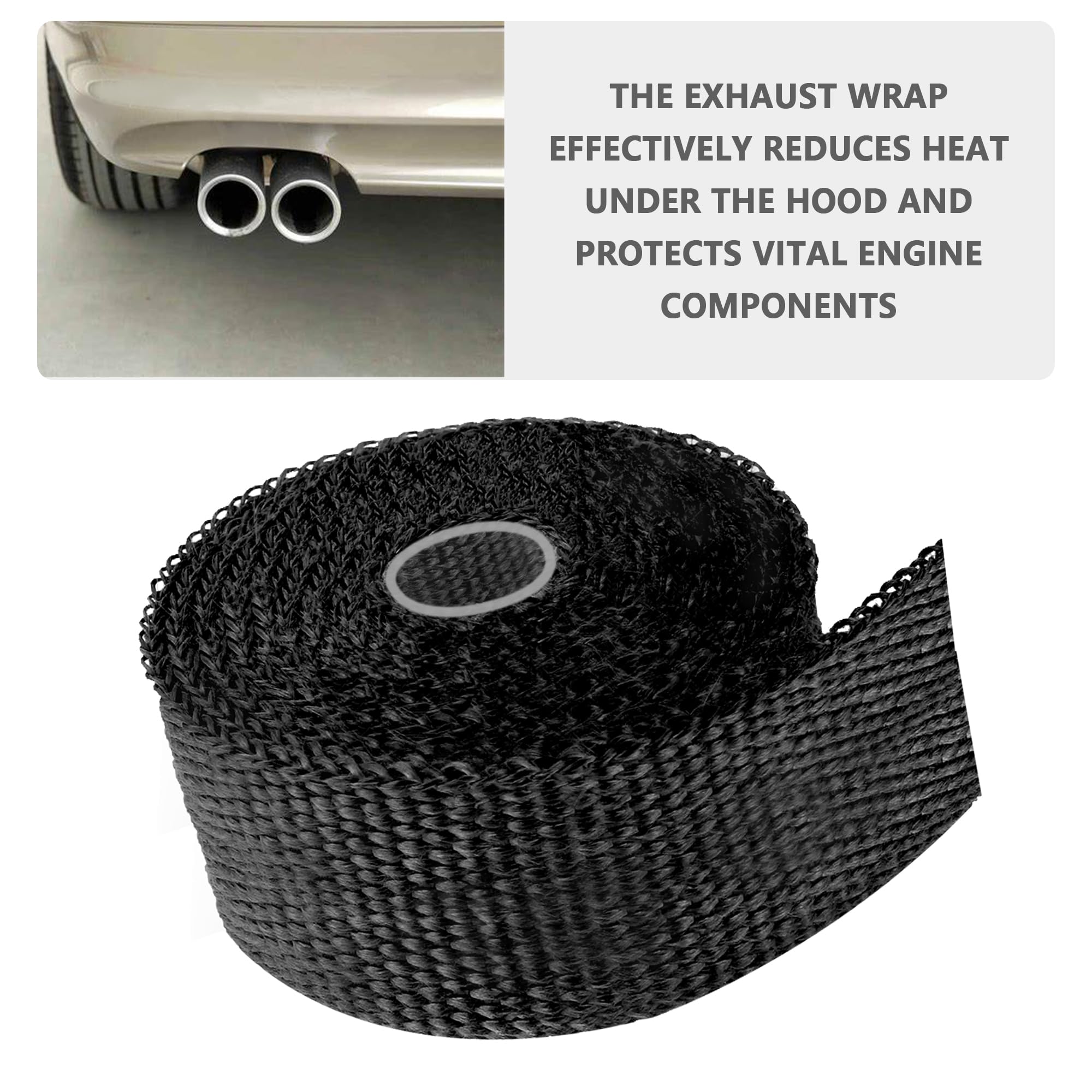 5M Bande Thermique Echappement avec 10 Fermetures à Glissière en Inox,Fibre de Verre Bande Thermique pour Tuyaux D'échappement,Universel Scotch Thermique Accessoire Voiture