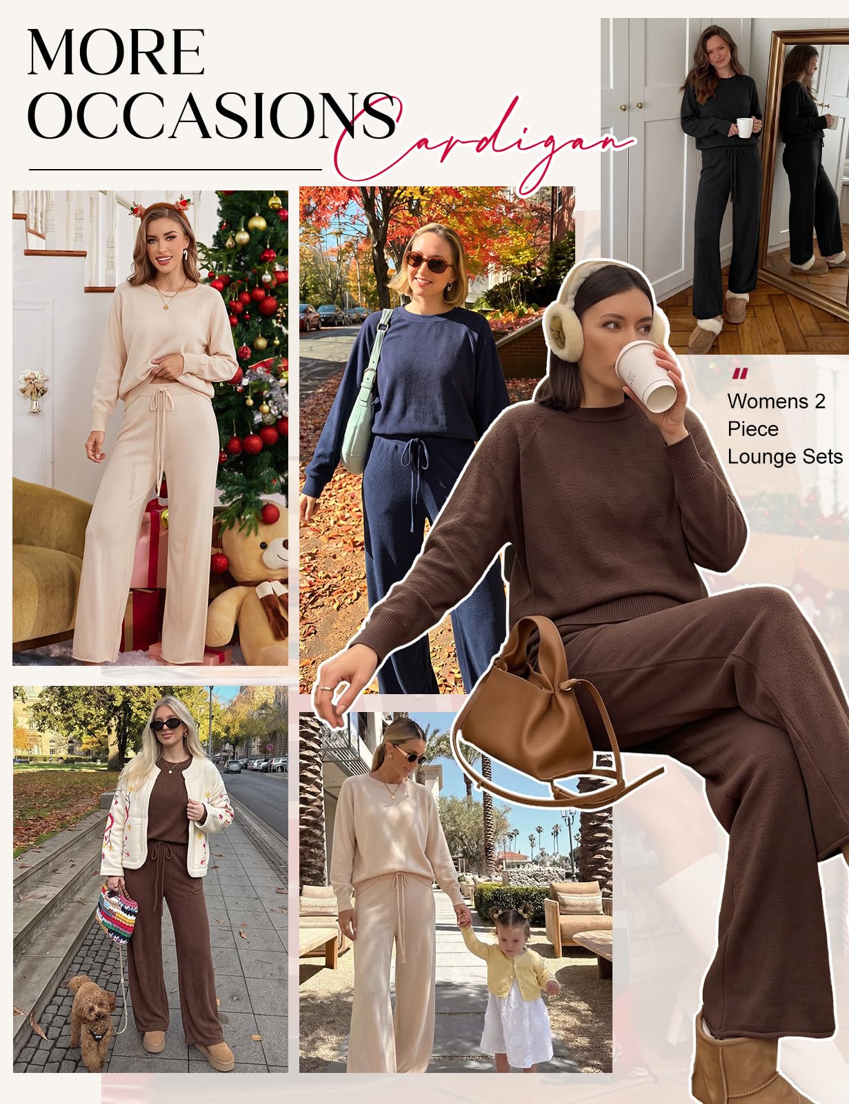 Zweiteiler Damen Strick Hausanzug Kuschelig Herbst | Oberteil Langarm, Rundhalsausschnitt, Hohe Taille, Loungewear Set, Hausanzug, Schlafanzug Winter, Homewear, Herbst