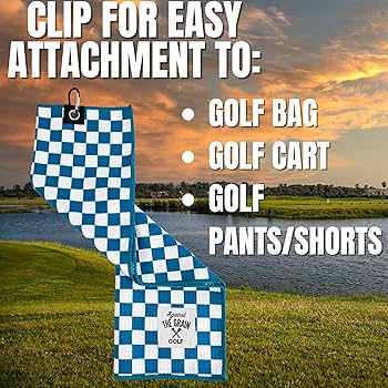 Blue Microfiber Golf Towel with Clip - (12