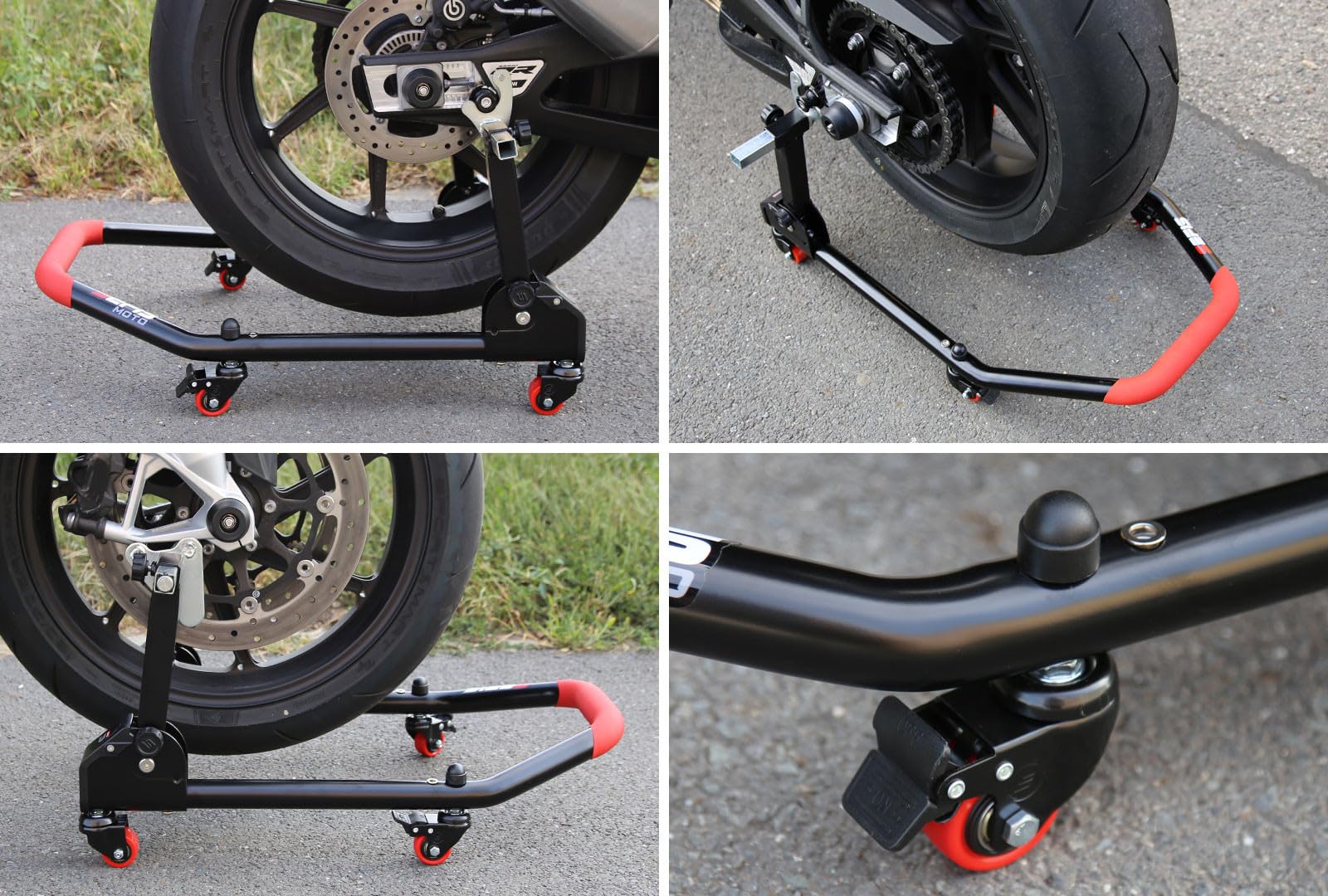 SEFIS M20U Juego de soporte para motocicleta delantera y trasera, soporte de servicio delantero y trasero, soporte de montaje trasero para motocicleta, soporte de montaje para motocicleta (adaptador: