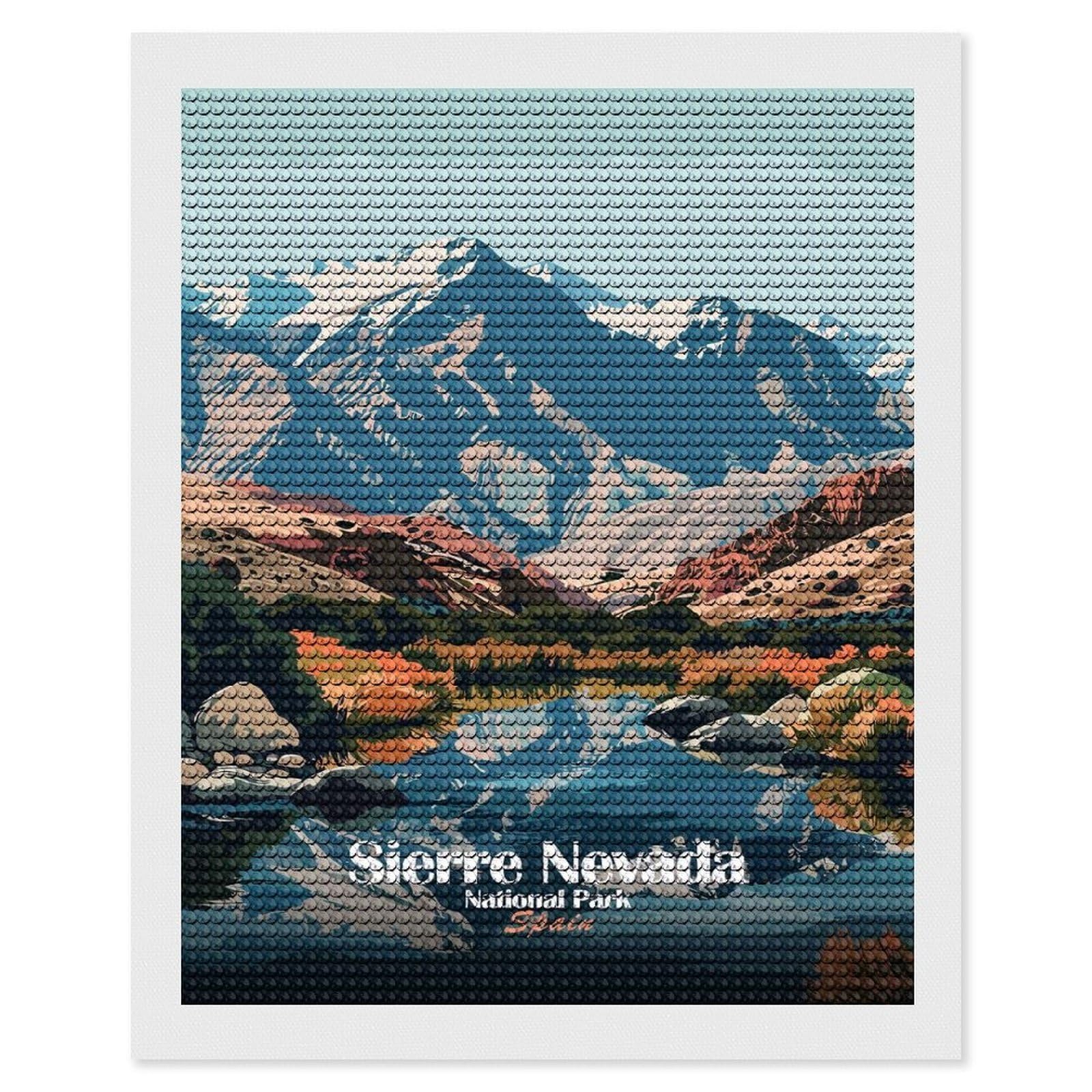 Junmoney Sierra Nevada National Park, Spain Diamond Painting Kit 16"x20", Easy Handmade Project, Cosy Home Accent, for Craft Lovers, Holiday Gift Idea