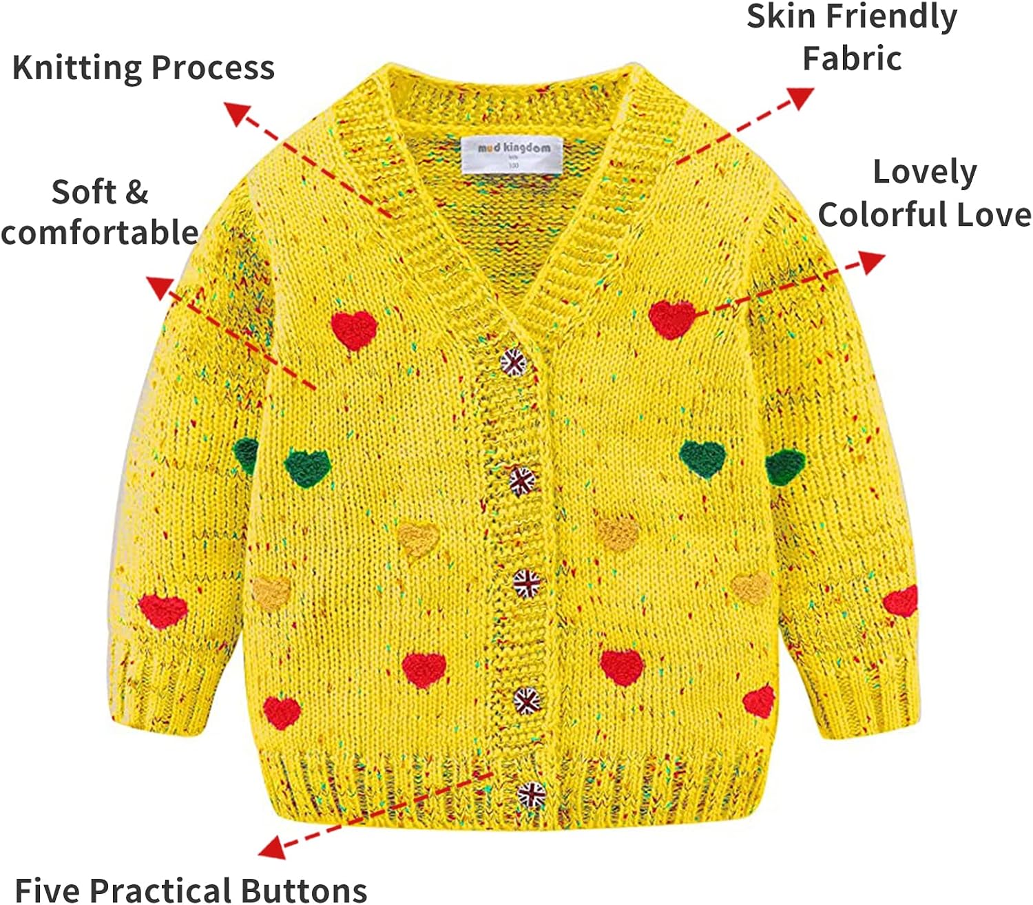 Mud Kingdom Girls Cardigan Sweaters Cute Colorful Love