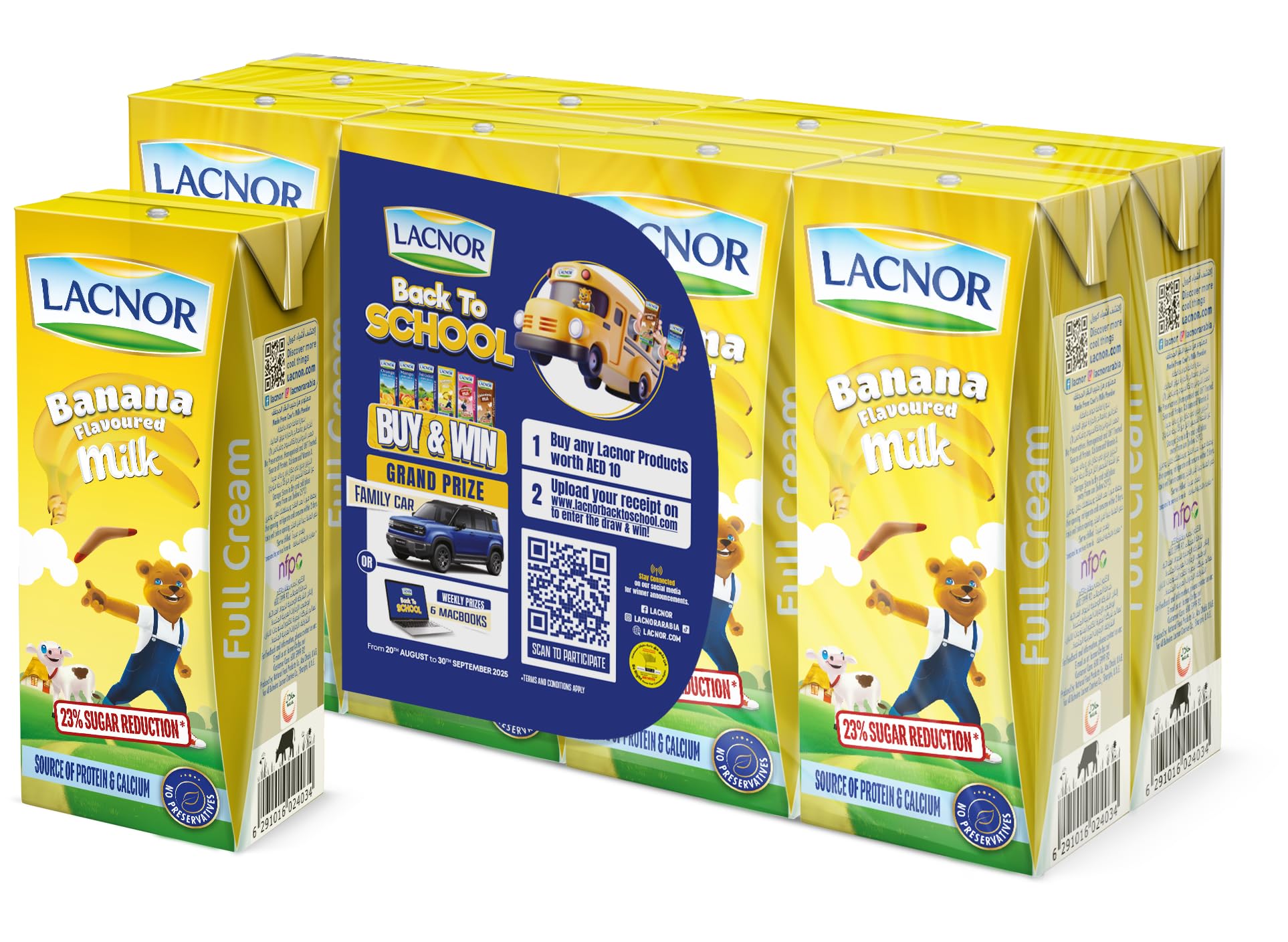 LacnorEssentials Banana Milk - Pack Of 8 Pieces (8 X 180 ml = 1.44 Liter)