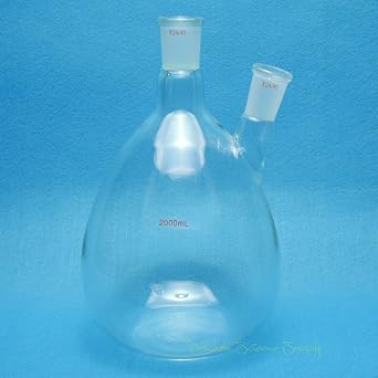 2-Neck,2000ml,24/40,Distillation Flask,Essential Oil Apparatus Pyriform Bottle