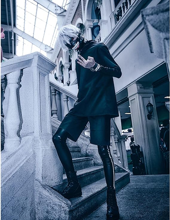 QAHEART Men's Kaneki Ken Cosplay Costume Black Suit Halloween Outfits Anime Cosplay Fancy Dress