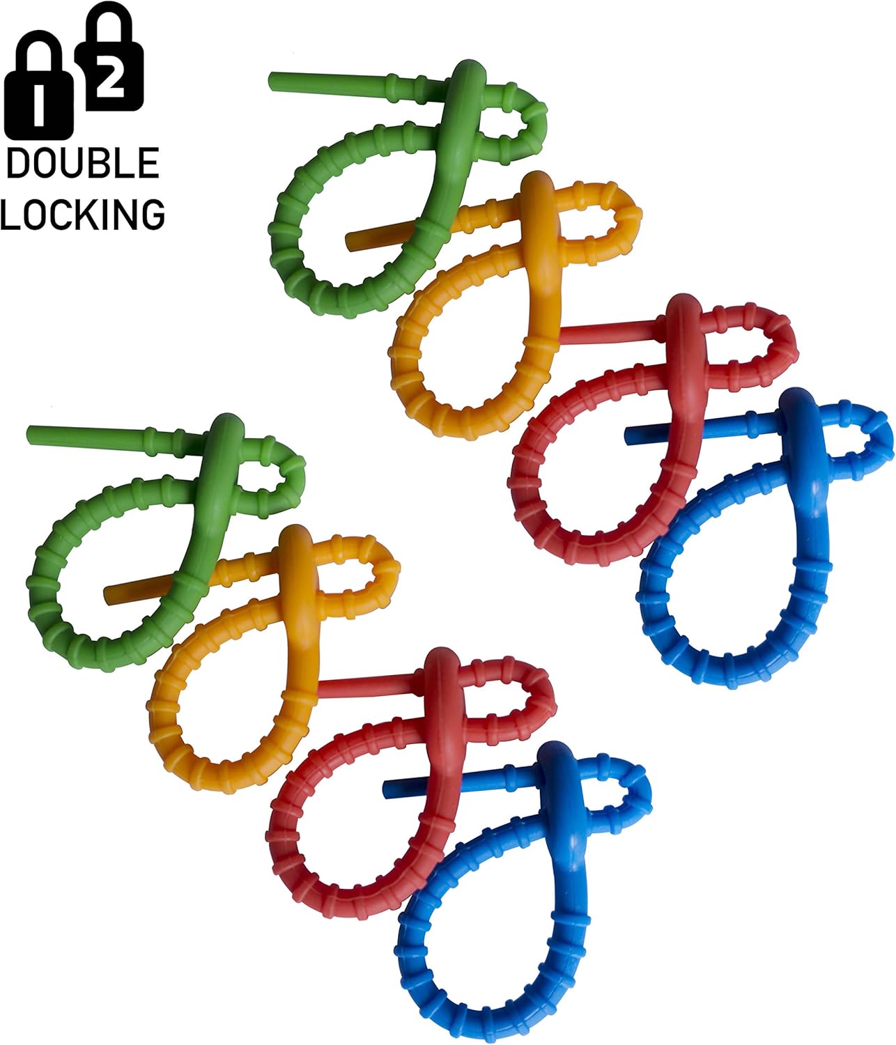 Multi Purpose Silicone Zip Ties - 20 pcs - 6 inch Cable Ties - Double Lock Twist Ties in Multi Color (Red, Blue, Green, Orange) - Extra Hold Reusable Ties for Home, Office from EcoSearene