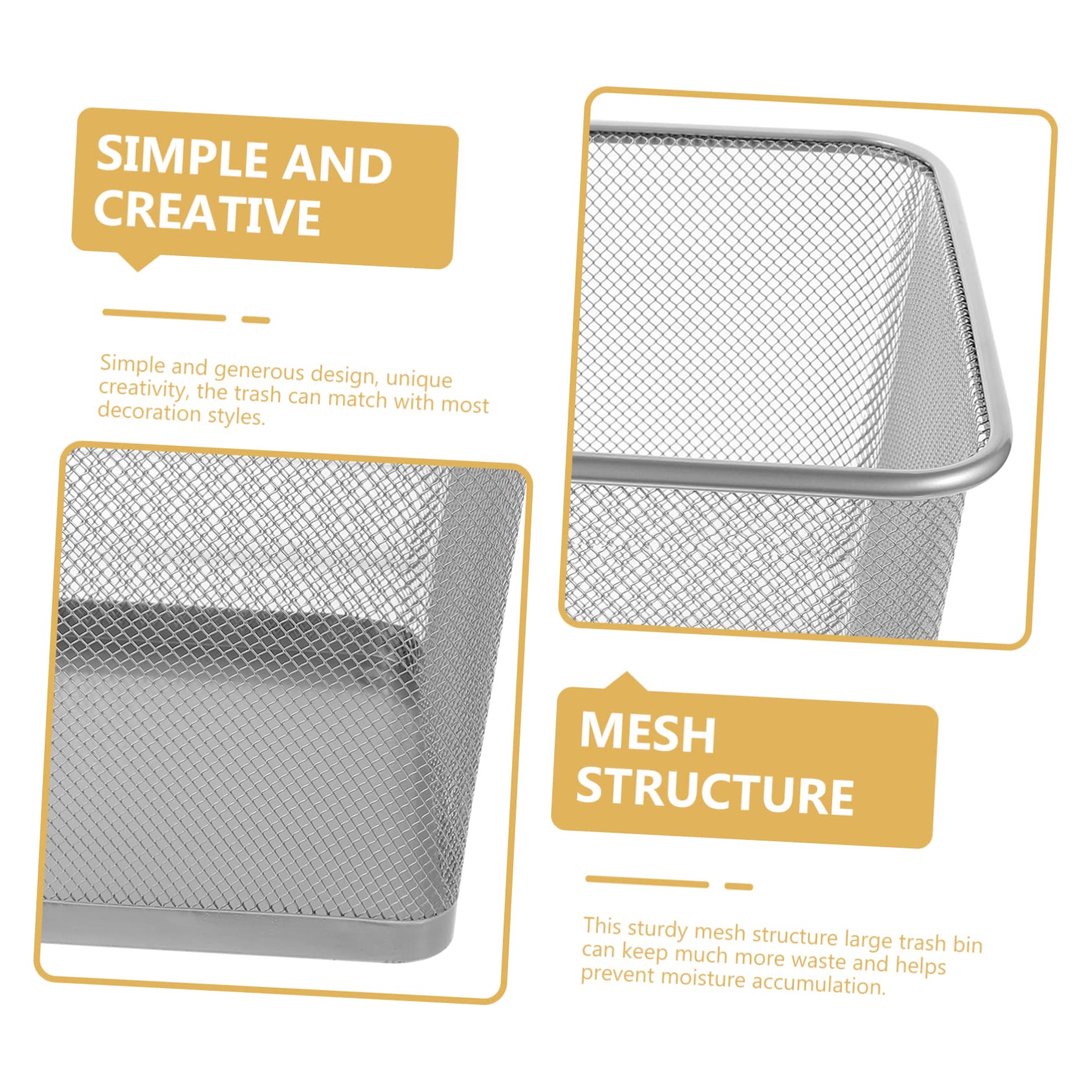 PartyKindom Metall Papierkorb aus Eisen mit Gitterdesign für Zuhause | Silber, Leicht zu Reinigen, Stabile Mesh Struktur, Schlafzimmer und Home Office