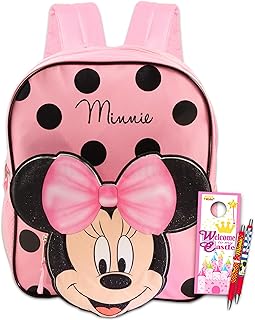 Mini Backpack for Toddler Girls - Bundle with 12” Minnie Mouse Mini School Bag, Minnie and Mickey Pens, More | Minnie Mouse School Backpack for Girls