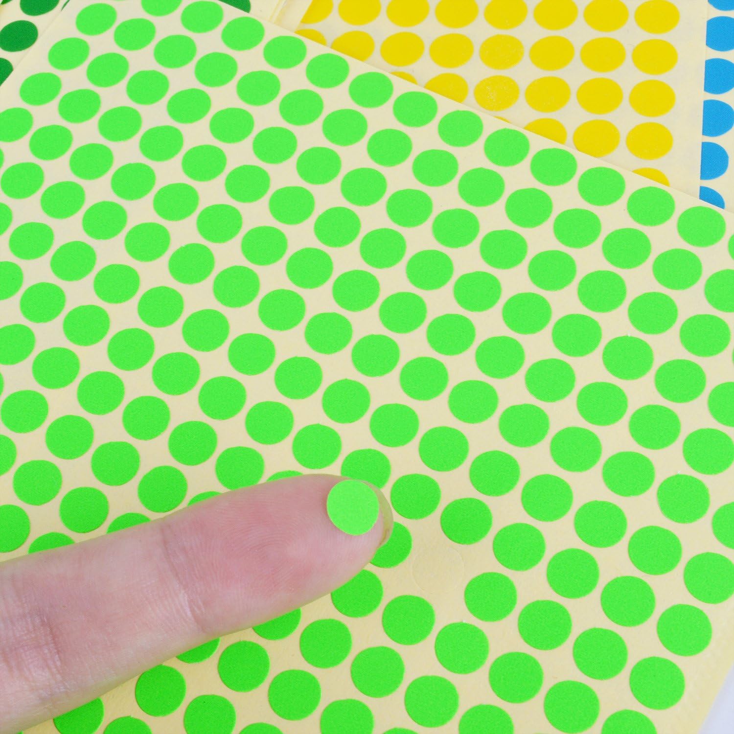 BronaGrand 16 Sheets Dia 1/4inch Self Adhesive Round Dot Stickers Coding Label Circle Stickers 6528 Dots in Pack 16 Colors