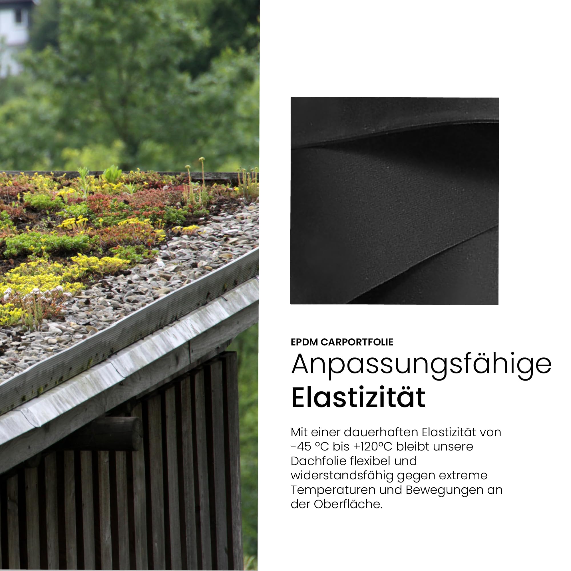 Langlebige EPDM Dachfolie für Carports und Gartenhäuser - Stärke 1 mm - 1,5 m x 2,5 m - EPDM Folie schwarz zur Dachabdichtung - Dachfolie wasserdicht