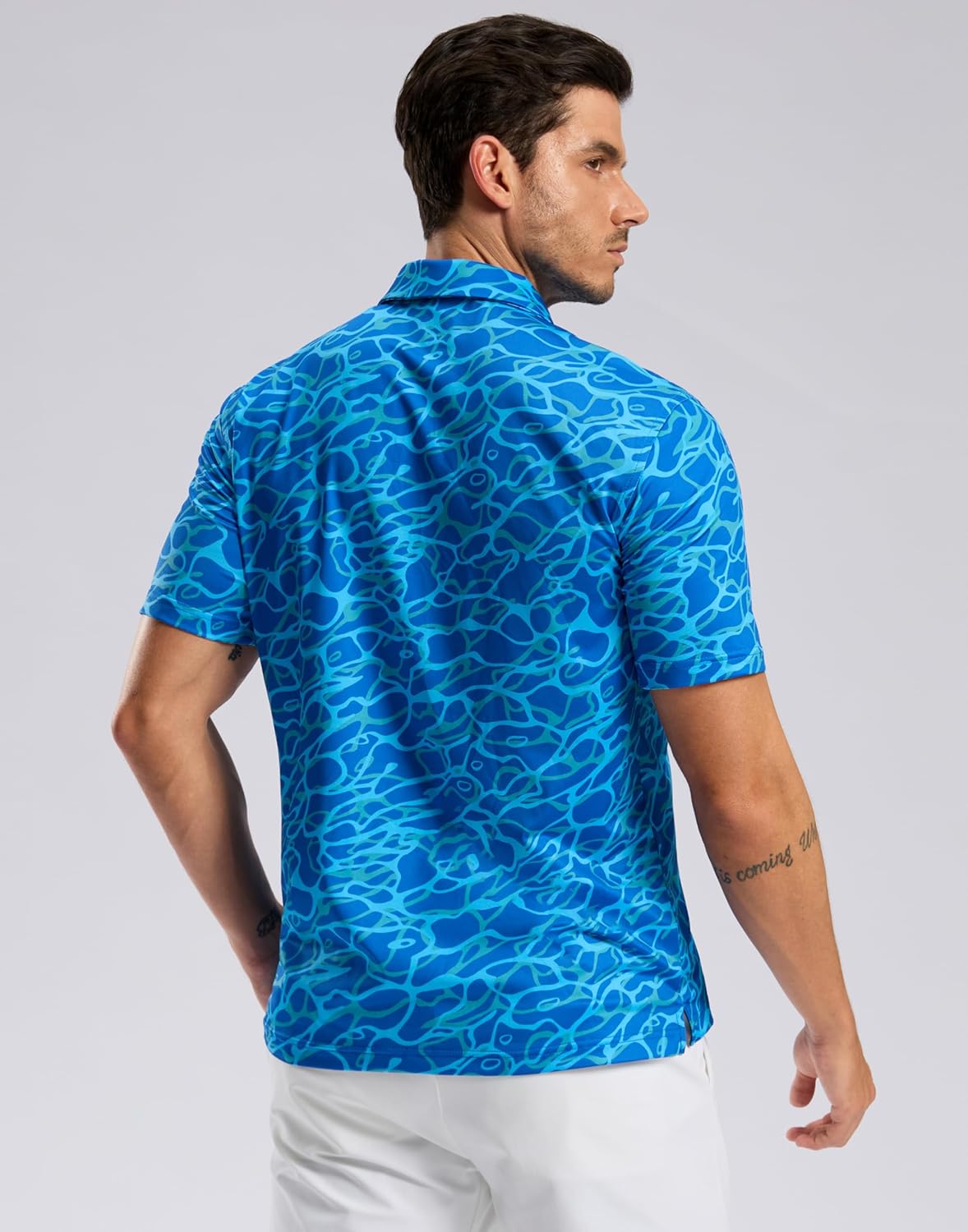 Men's Golf Shirt Short Sleeve Dry Fit Polo Moisture Wicking Print Collared Golf Shirts for Men Casual Lightweight - Image 7