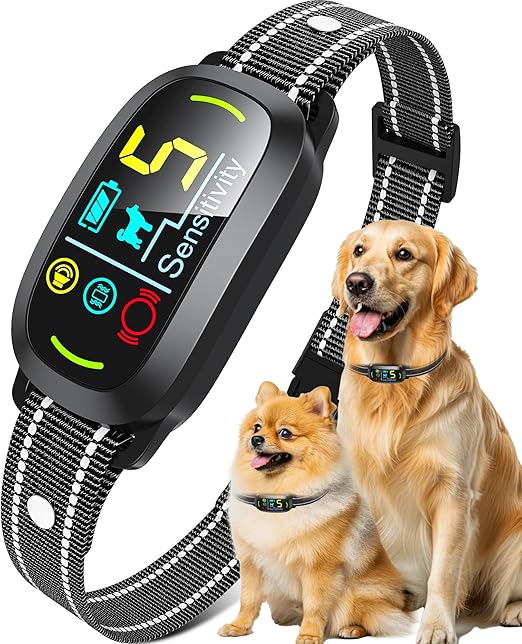 Smart AI Bark Collar for Large Medium Small Dogs, Anti Barking Device with 5 Training Modes, Exclusive Forced Bark-Stopping, Rechargeable Dog Bark Collar with 5 Sensitivity & IP67 Waterproof