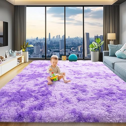 Miniatura 34 de Alfombras de área de 6 x 9 pies para sala de estar, alfombra azul grande y esponjosa para dormitorio, alfombras suaves y peludas para dormitorio de