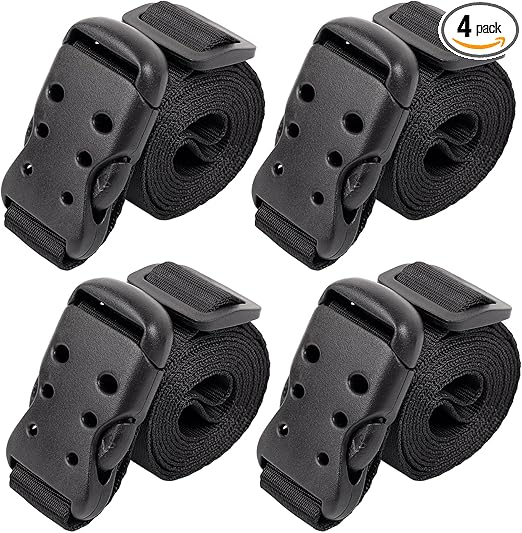 Ayaport Utility Straps with Buckle 48" Quick-Release Adjustable Nylon Straps Black 4 Pack