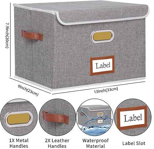 Miniatura 6 de Yawinhe Paquete de 4 cajas de almacenamiento con tapas, cestas de almacenamiento, cubos de almacenamiento de 13 x 9 x 7.9 pulgadas, contenedores