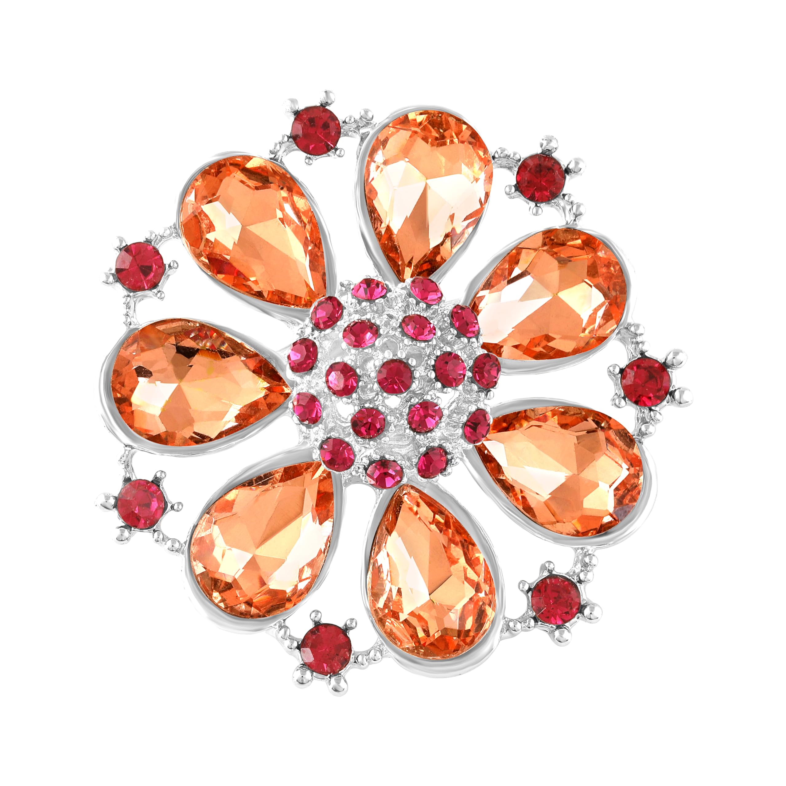 Flower Snap Shirt Button/Brooch cum Saree Pin with Colorful Crystals and Rose Gold Plating for Women (PABP1101195PR)-image-33