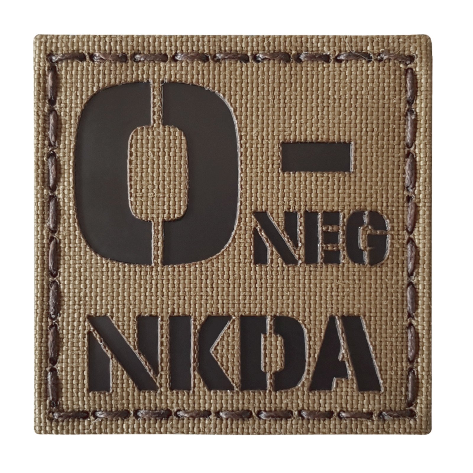 ONEG NKDA O- Blood Type 2x2 Tactical Morale Hook Patch (Coyote Brown)